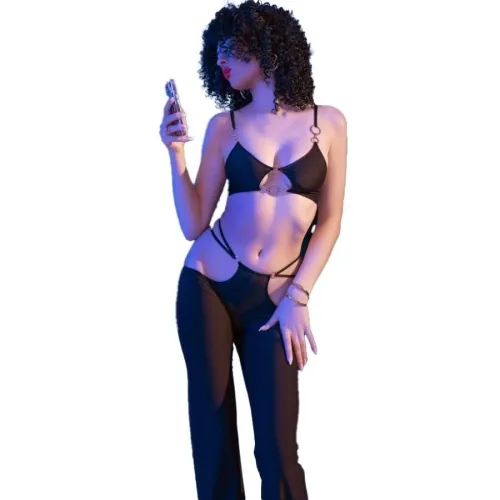 Top Set Mit Goldenen Details S Schwarz – Chilirose