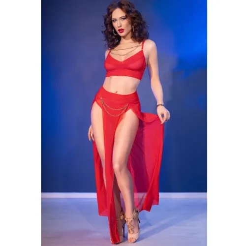 Top Set Mit Goldenen Details L Rot – Chilirose