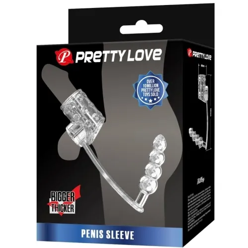 Transparent Penis Sleeve with Anal Plug – Pretty Love