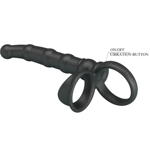 Tatum Vibro Penis Ring with Plug, 10 Modes, Black – Pretty Love