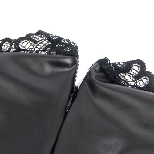 SUBBLIME - 957544 LEDERKLEID MIT SPITZENKRAGEN SCHWARZ S/M