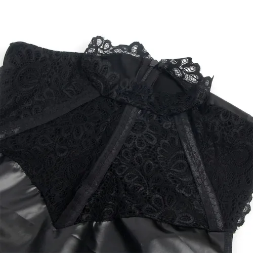 Leather Dress with Lace Collar Black S/M – Subblime