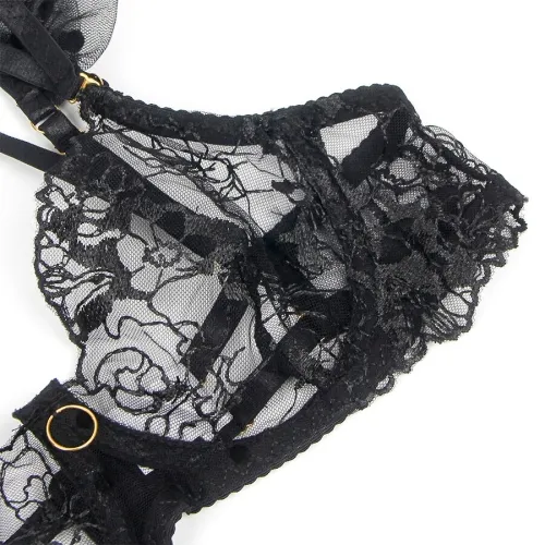 Spitzen-Bh Und Strumpfband-Set Schwarz L/Xl – Subblime