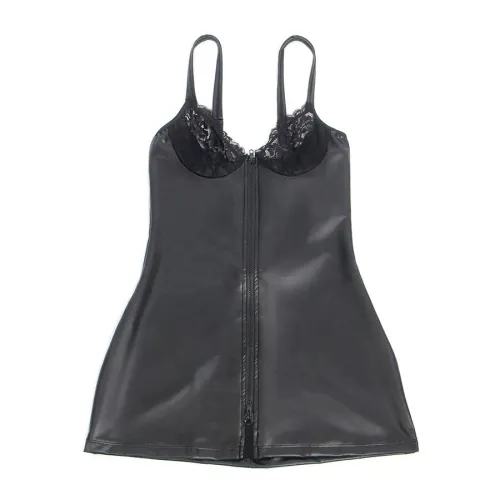 Leather dress with zipper, black, L/XL – Subblime