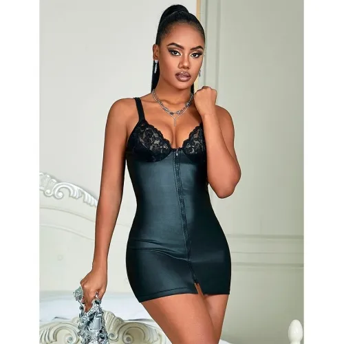 Leather dress with zipper, black, L/XL – Subblime