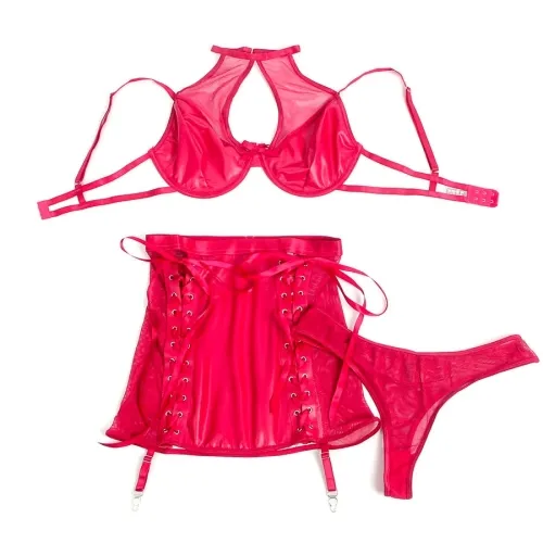 Leder-Bh Und Rock-Set Rot S/M – Subblime