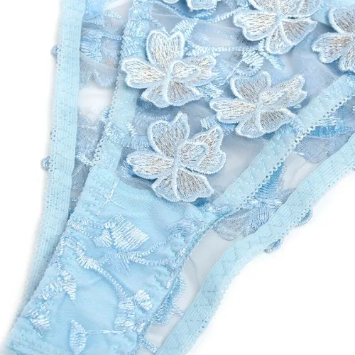 Bh- Und Slip-Set Mit Blumenstickerei Himmelblau L/Xl – Subblime