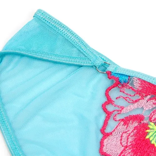 Bh- Und Strumpfgürtel-Set Mit Blumenstickerei Rosa S/M – Subblime