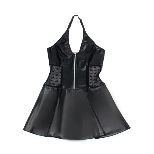 Lederkleid Mit Spitzenreissverschluss Schwarz L/Xl – Subblime