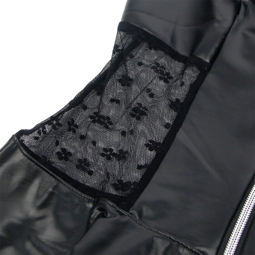 SUBBLIME - 957711 LEDERKLEID MIT SPITZENREISSVERSCHLUSS SCHWARZ L/XL