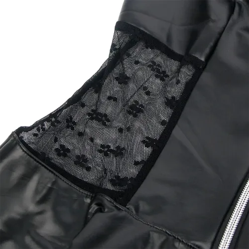 Lederkleid Mit Spitzenreissverschluss Schwarz L/Xl – Subblime