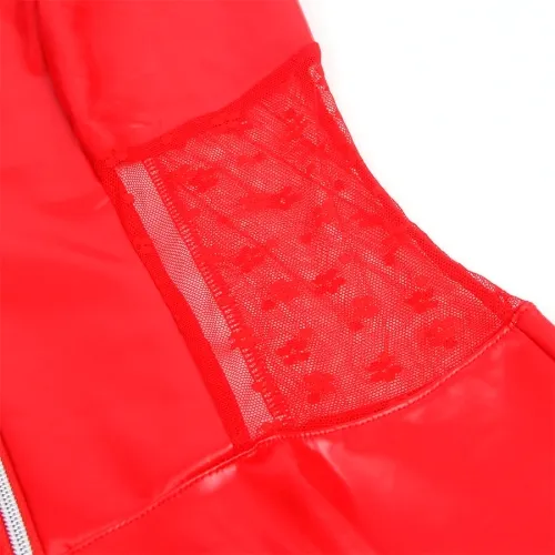 Lederkleid Mit Spitzenreissverschluss Rot L/Xl – Subblime