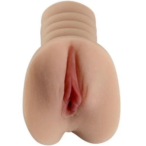 Ein hautfarbener Masturbator in Form eines weiblichen Intimbereichs.