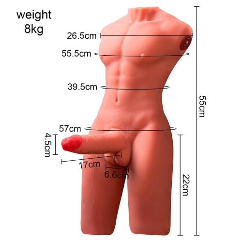 XISE - JASON HALBKÖRPER REALISTISCHER MÄNNLICHER TORSO MIT STOSS UND VIBRATION 55 CM