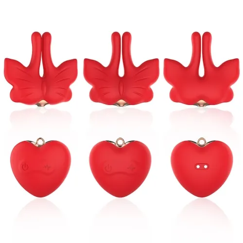 Armony - Magnetic Nipple Clamps With Vibration Butterfly Shape Red