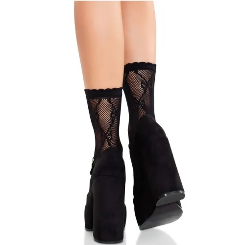 Schwarze Spitzensocken Mit Schleife – Leg Avenue