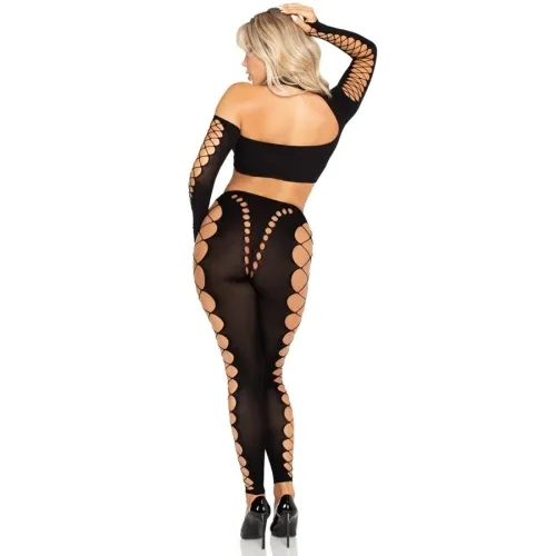 Crop Top Set Cutout Seamless Black – Leg Avenue