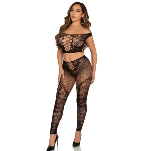Off-Shoulder Crop Top Set Black – Leg Avenue