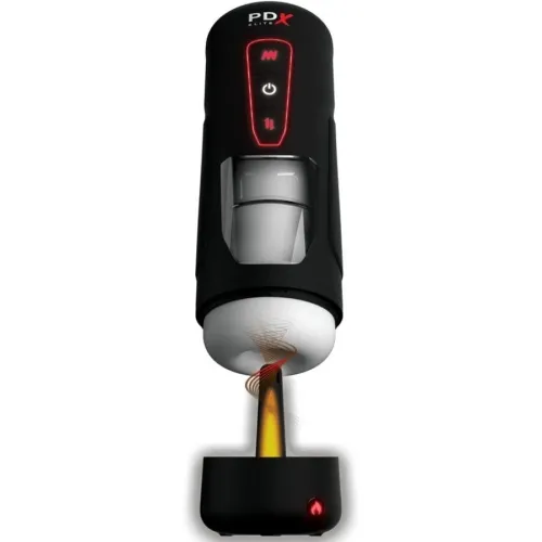 Black device with a red light, indicating a heating function. Brand name "PDX Elite" on top.
