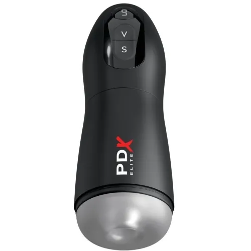 Black, cylindrical device with buttons and the inscription "PDX Elite" in red and white.