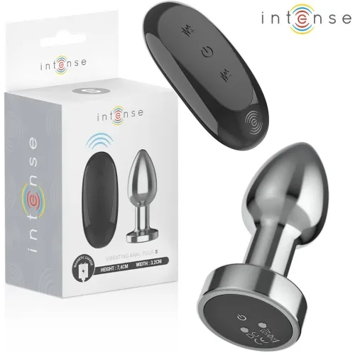 Verpackung und Produkt eines vibrierenden Analplugs mit Fernbedienung, Marke "Intense".