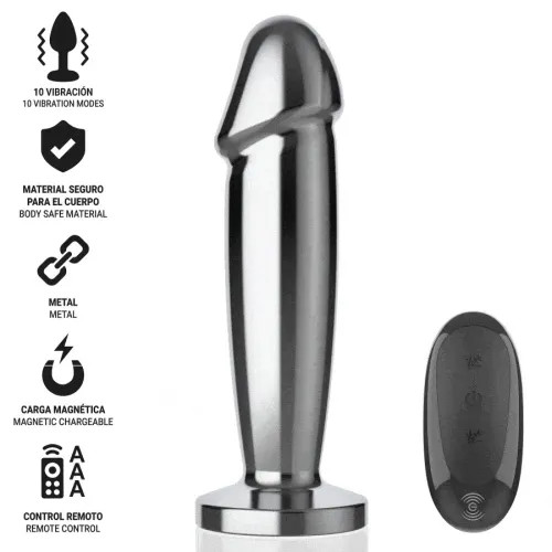 Anal Plug 10 Modes Metal Dildo with Remote Control M – Intense