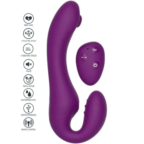 Xocoon - 2 In 1 Strapless Strap-On Vibrator Purple