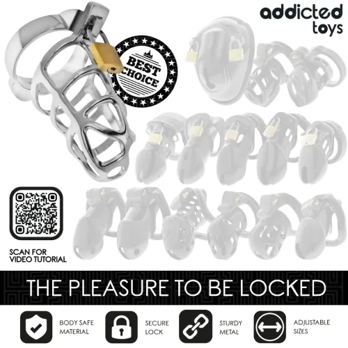 Silbernes Schloss Peniskäfig Metall M – Addicted Toys Locked