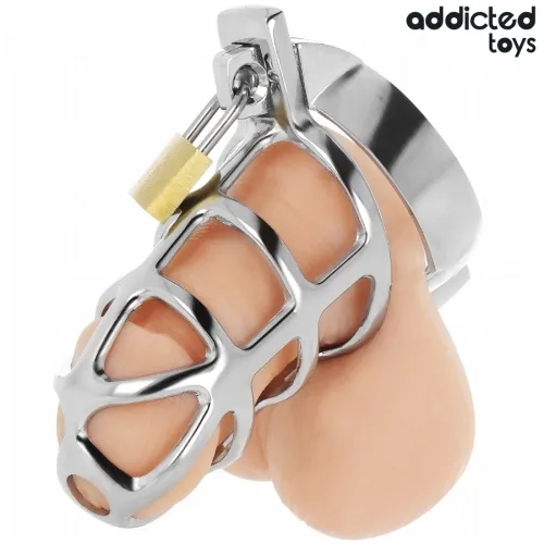 Silbernes Schloss Peniskäfig Metall M – Addicted Toys Locked