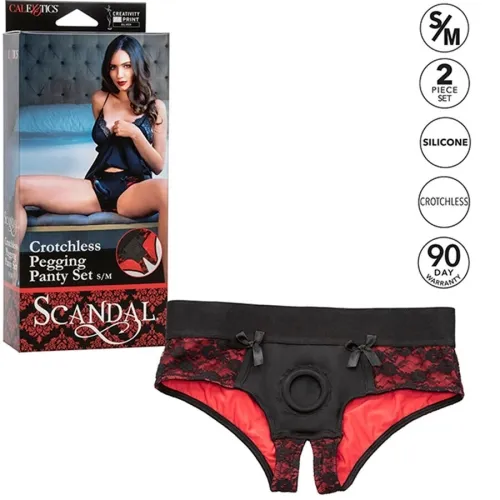 Scandal Crotchless Panties Set With Dildo S/M – Calex