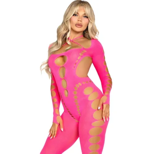 Rosa Bodystocking Mit Offenem Rücken OS – Leg Avenue