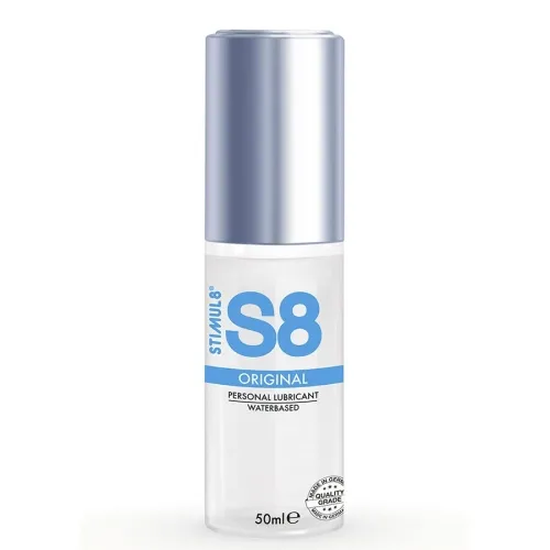 Flasche S8 Original Gleitgel, wasserbasiert, 50 ml, mit silbernem Deckel.