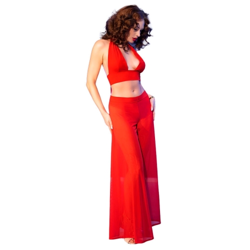 CHILIROSE - CR 4857 ROTES TOP- UND HOSENSET, GRÖSSE S