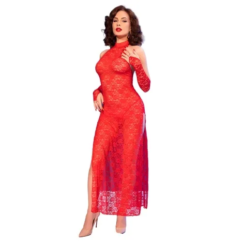 Red lace dress with gloves L/XL – Chilirose