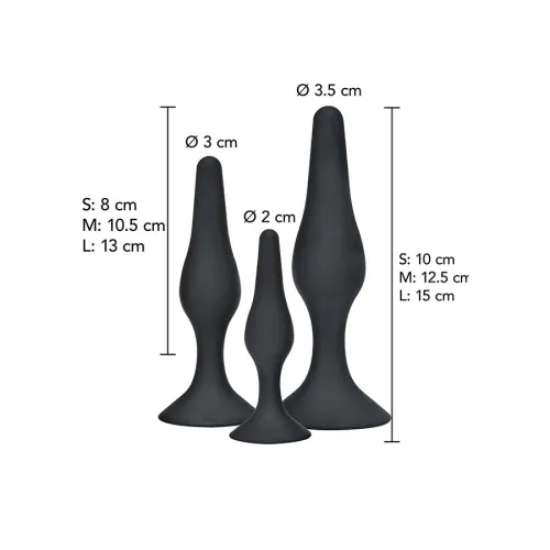 Anal Play Curvy Companions Anal Plug 3 Pieces Black – Toyjoy