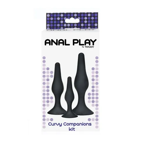 Anal Play Curvy Companions Anal Plug 3 Pieces Black – Toyjoy