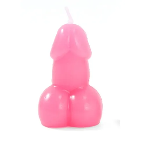 Rosa Kerze in Form eines stilisierten Phallus.