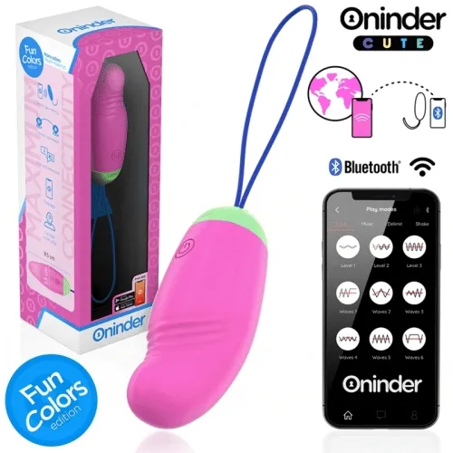 Pinkes Bluetooth-Vibrator-Ei mit Fernbedienung und Verpackung, Fun Colors Edition, App-gesteuert.