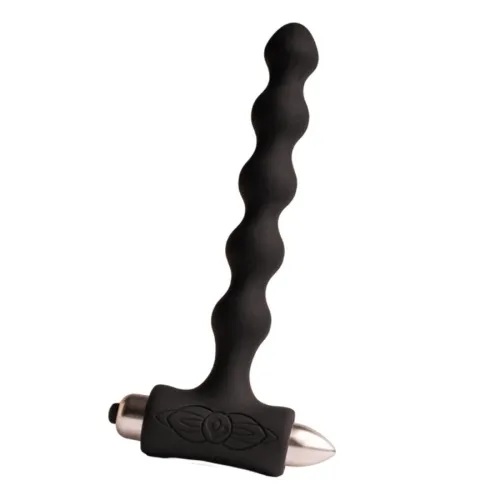 Black, wavy handle with a metallic end, possibly an emergency hammer.