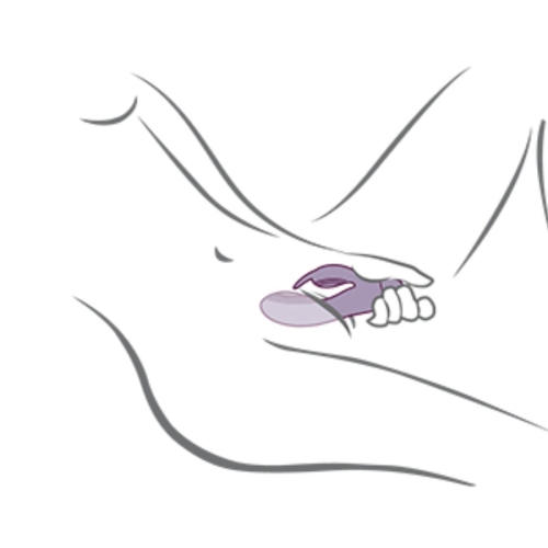 ROCKS-OFF - GLO-GIRL LILA RABBIT VIBRATOR - Skizze mit linker hand einführend