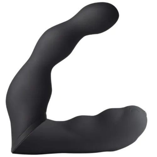 Black, curved silicone sex toy with ergonomic design, suitable for intimate massages and stimulation.