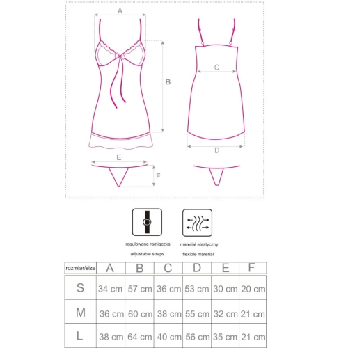 Livco Corsetti Fashion - Hyeona 1710 Babydoll + Thong Rose Xl