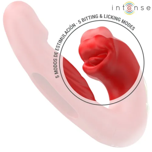 Nathy Double Vibrator with Stimulating Mouth Red – Intense