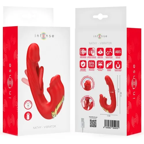 Nathy Double Vibrator with Stimulating Mouth Red – Intense