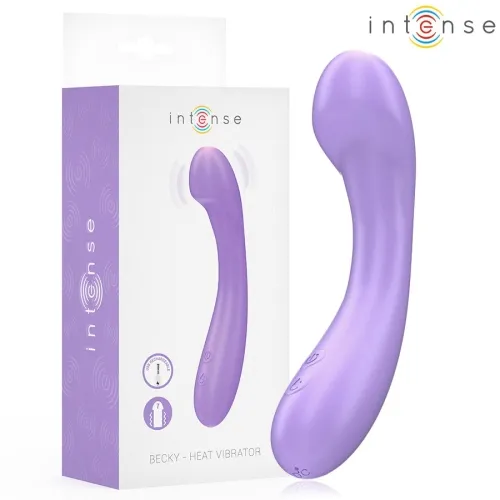 Lila Vibrator mit Verpackung, Marke "intense", Modell "Becky - Heat Vibrator".