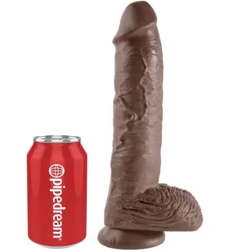 10" Dildo Mit Eiern Braun 25,4cm – King Cock