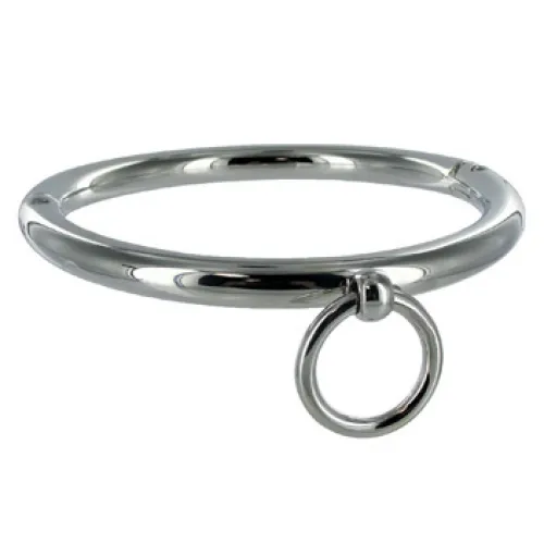 Silver bracelet with a small ring pendant.