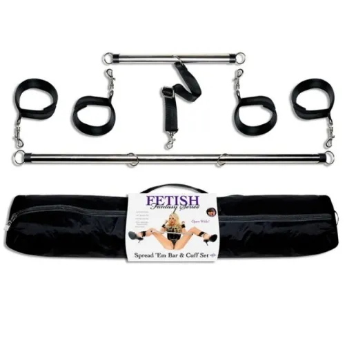 Set aus Metallstangen und Manschetten mit Tasche, Teil der Fetish Fantasy Series.