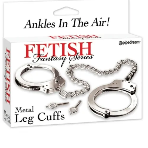 Packaging of metal ankle cuffs from the Fetish Fantasy Series with chain and keys.