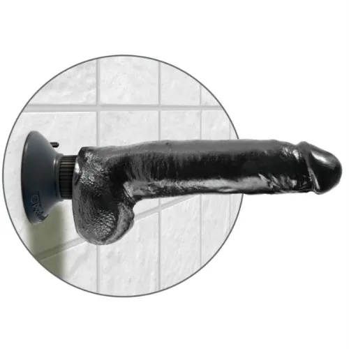 23cm Vibrierender Cock Mit Hoden Schwarz – King Cock